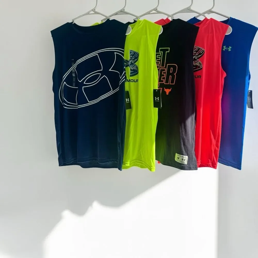 Under Armour Boys Tank Top Lot of 5 Size Youth XL NWT